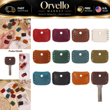 12 Pcs Colorful Genuine Leather Key Covers - Broken Key Holder & Loop Replacemen picture