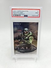 2007 TOPPS HALO MASTER CHIEF - GREEN PORTRAIT FOIL #1 - GRADED SLAB PSA 9 picture