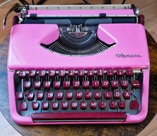 Vintage Olympia Splendid Pink Typewriter RARE Color W.Germany + 2 Ribbons picture