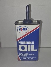 KM Kerr McGee Household Oil Tin  / Oiler. Uncut Spout. Near Mint. picture