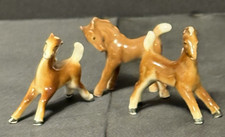 ADORABLE Tiny Porcelain Marked Made in Germany Palomino Horses Set of Three picture