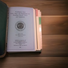 Vintage 1984 National Electrical Code Loose Leaf Binder NEC Tabs Washington WAC picture