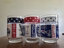 Set of 3 Vintage Drinking Glass Space Program Glasses Apollo 11,12,13 picture