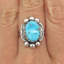 SHUBE Old Pawn Sterling Silver Southwestern Morenci Turquoise Tribal Ring Size 7 picture