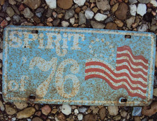 Rare Vtg. Spirit of '76 License Plate Wichita Red White & Blue Rusty Heavy Metal picture