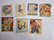 c1940s-1950s Vintage Birthday Greeting Cards Lot Cute Animals Panda Duck picture