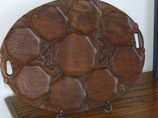 Antique Wooden Hand Carved Oyster Coquille St Jaques Scallops Serving Dish Tray picture