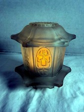 Vintage 1970s-1980s Homco Frosted Clear Satin Glass Pagoda Fairy Lamp 5