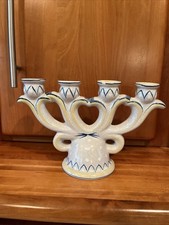 RARE -Vintage -Bo Fajans Candle Holder Candelabra Sweden Signed painted ~crackle picture
