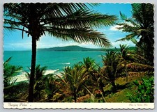Postcard C 529, Swaying Palms, Jamaica West Indies, Great beach & coastline. picture