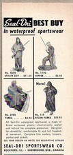 1956 Print Ad Seal-Dri Waterproof Sportswear Hunting,Fishing Rockford,IL picture