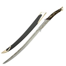 Hand-Forged Fantasy Long Sword: Engraved Carbon Steel Blade Decorative Scabbard picture