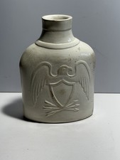 Staffordshire 19th Century Pottery Flask With Eagle Seal Of United States Grapes picture