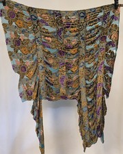 ANTIQUE 1920’S FLORAL VOIDED SILK VELVET DRESS FRAGMENT W RUCHING picture