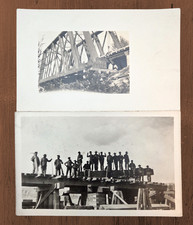 c1910 Bridge Construction Real Photo Postcard RPPC Lot (2) | Howe Truss Timber picture