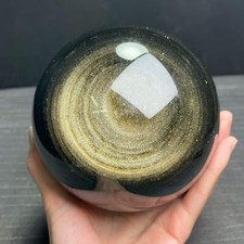 122mm Natural gold obsidian quartz sphere Crystal Energy ball healing 5.05LB picture