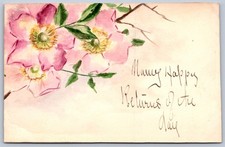 K48/ Hand-Drawn Hand-Painted Postcard c1910 Flowers Happy Returns 432 picture