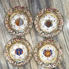 Capodimonte Porcelain Collector Plates Set of 4 Heraldic Coat of Arms 10” picture