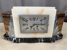 Stunning 1930s French Art Deco Artault Et Ducleroir Moulins Marble Mantle Clock picture