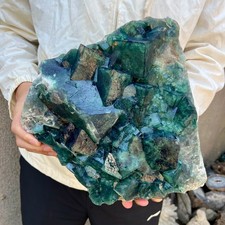 24.2lb NATURAL Green Cube FLUORITE Quartz Crystal Cluster Mineral Specimen picture