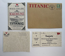 Titanic Boarding Pass, Titanic Launch Ticket, Titanic Postcard, and Envelope picture