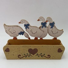 Vintage Geese Wooden Rectangular Box Cottagecore Decor Made in Taiwan picture