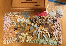 🔥Vintage 2000s Fancy Button Lot Y2K Sewing Craft Embellishments + Cigar Box picture