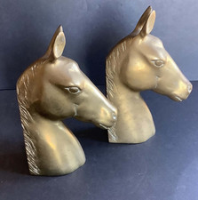 Pair of Mid-Century Vintage Brass Horse Head Bookends 1950's Made in Korea picture