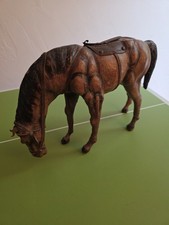 VINTAGE HANDMADE LEATHER HORSE 16” AWESOME CRAFTSMANSHIP GREAT DETAIL  1900’s picture