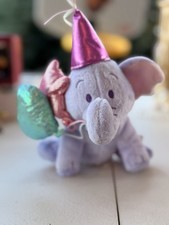 Vintage Disney Store Lumpy Heffalump Birthday Plush NWT Pink Hat Balloons Rare picture