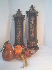 Vtg Coppercraft Guild Syroco Wall Plaques; MCM 3D Fruit/Floral picture
