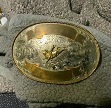Montana Silversmiths Western Americana Oval Rodeo Bull Rider Belt Buckle 6x4 picture