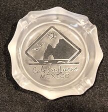 Vintage Cabo San Lucas Mexico ashtray. Frosted glass, embossed design.  4