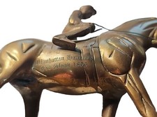 American Thoroughbred horse race Tod Sloan jockey 1896 antique Brass horse picture