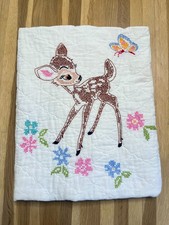 Vintage Walt Disney Bambi Quilted Nursery Crib Quilt Blanket Paragon Needlecraft picture