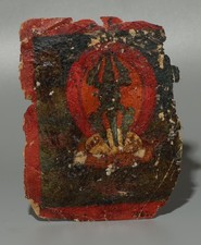 Rare Tibet 15th Century Old Antique Buddhist Paper Tsaklis Thangka Vajra Dorje picture