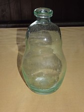 VINTAGE ANTIQUE HAND BLOWN BLUISH GREEN BUBBLE BOTTLE JAR ODD SHAPE picture