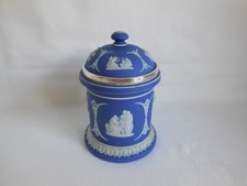 Antique Wedgwood (only) Blue Dip Jasperware EPNS Tobacco Jar picture