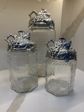 Retired Vintage 2002 Arthur Court Grapes Large Canister Set of Three (3) picture