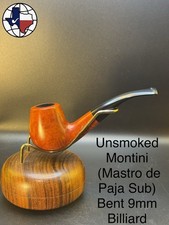 Vintage Unsmoked Montini (Mastro De Paja Sub) Bent 9mm Billiard Tobacco Pipe picture