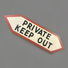 Vintage Folk Art Painted Wooden Sign Private Keep Out picture