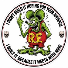 RAT FINK  RAT ROD HOT ROD BIKER MOTORCYCLES TOOLS GUNS STICKER 4in. picture