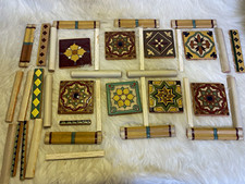 California Tile Ceramic Signed Relief Multicolor 4”Rounded Corner Pieces Extras picture