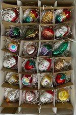 Lot of 24 VTG Glass Christmas Ornaments Old World Glass Ornaments Santa Pickle picture
