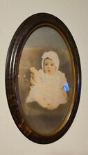 Antique Victorian Oval Frame Bubble Glass Baby Portrait Tiger Frame 22x15 Convex picture