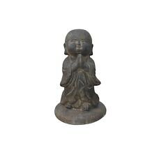 Chinese Dark Gray Stone Anjali Mudra Standing Cute Lohon Monk Statue ws3623 picture