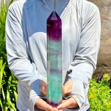1.66LB Natural Fluorite Crystal Column Magic Wand Obelisk Point Earth Healing picture