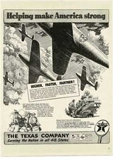 1942 TEXACO Helping Make America Strong WW2 Patriotic Message Vintage Print Ad picture