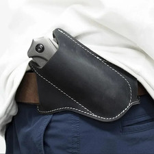 1pc PU Leather Pocket Knife Sheath Belt Clip Holder Camping Storage Pouch Case picture