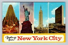 New York City NY, General Banner Greetings, Points of Interests Vintage Postcard picture